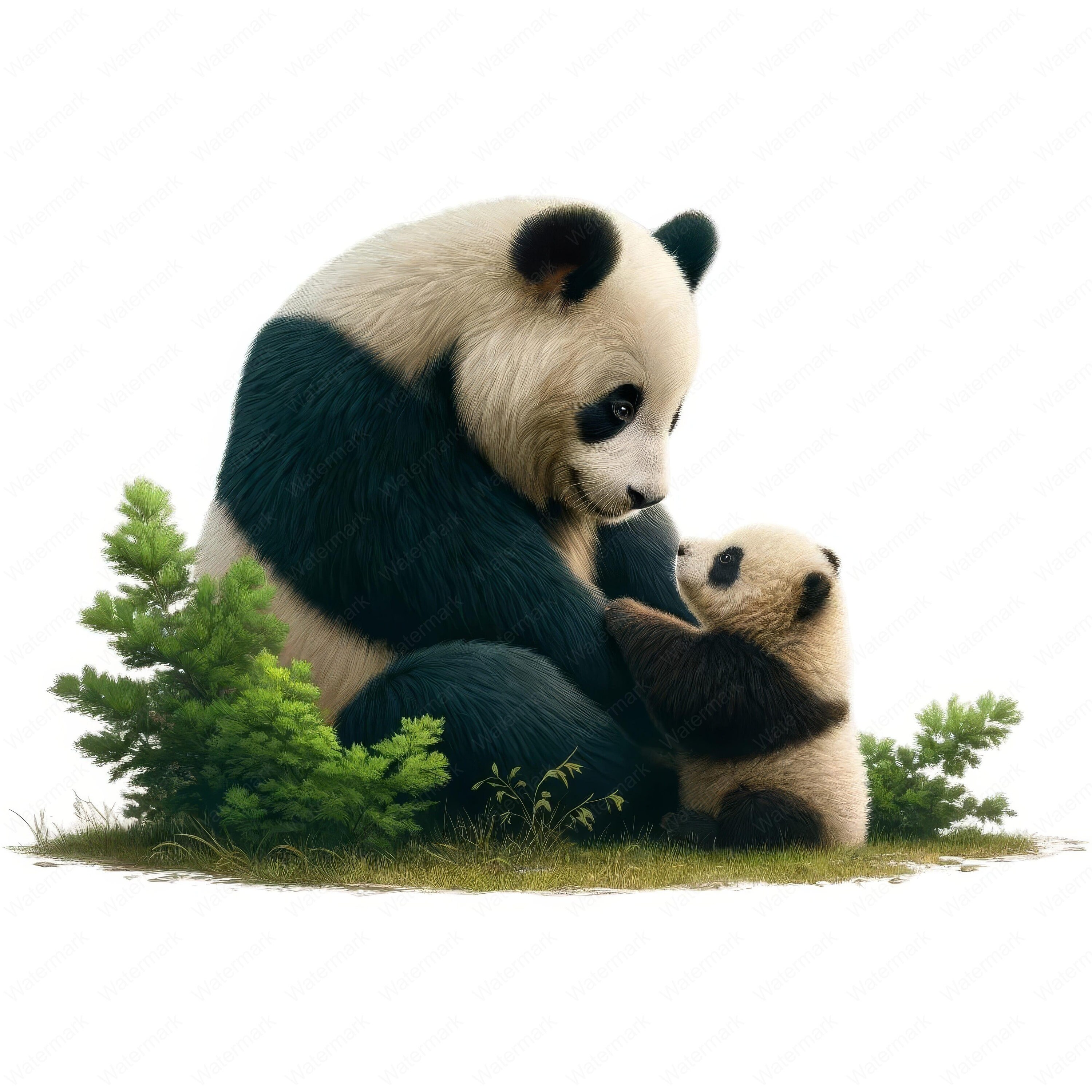 Panda Father's Day Clipart: Adorable Dad & Baby Art (digital Download ...