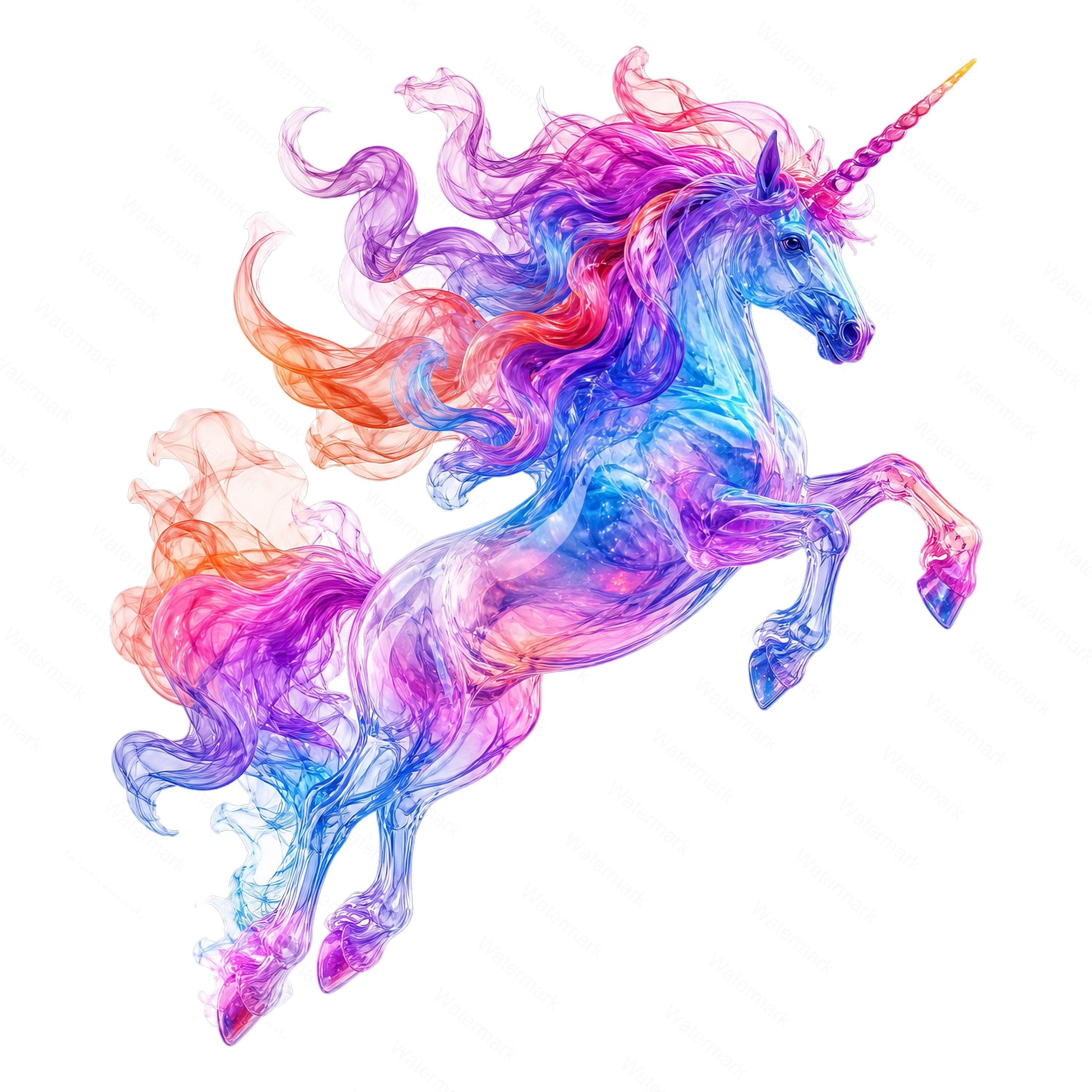 Rainbow Unicorn Clipart, Fantasy Horse PNG JPG, Magical Digital Art ...