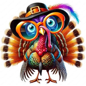 Cartoon Turkije Clipart | Leuke cartoon kalkoen clipartbundel | 10 hoogwaardige ontwerpen | Thanksgiving-kunst | Afdrukbare items | Commercieel gebruik afbeelding 8