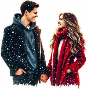 Clipart coppia romantica / Pacchetto di clipart coppia romantica accogliente / 10 design di alta qualità / Arte dell'amore / Materiali stampabili / Uso commerciale