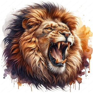 Lion Roaring Clipart | Majestic Lion Roaring Clipart Bundle | 10 High ...