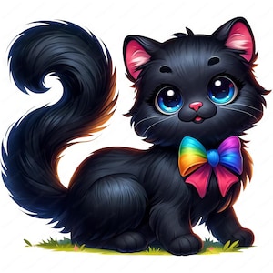 Cute Black Cat Clipart | Adorable Black Cat Clipart Bundle | 10 High-Quality Designs | Animal Art | Printables | Commercial Use