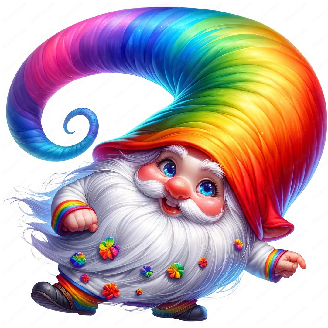 Rainbow Gnome Clipart Colorful Rainbow Gnome Clipart Bundle 10 High