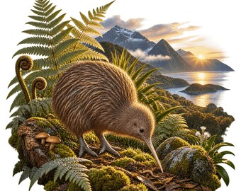 New Zealand Clipart Bundle, 15 Kiwi and Silver Fern PNG and JPG Designs