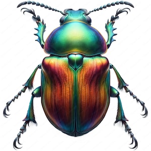 Vivid Beetle Clipart | Pacote de clipart de besouro colorido | 10 designs de alta qualidade | Arte de insetos | Imprimíveis | Uso comercial
