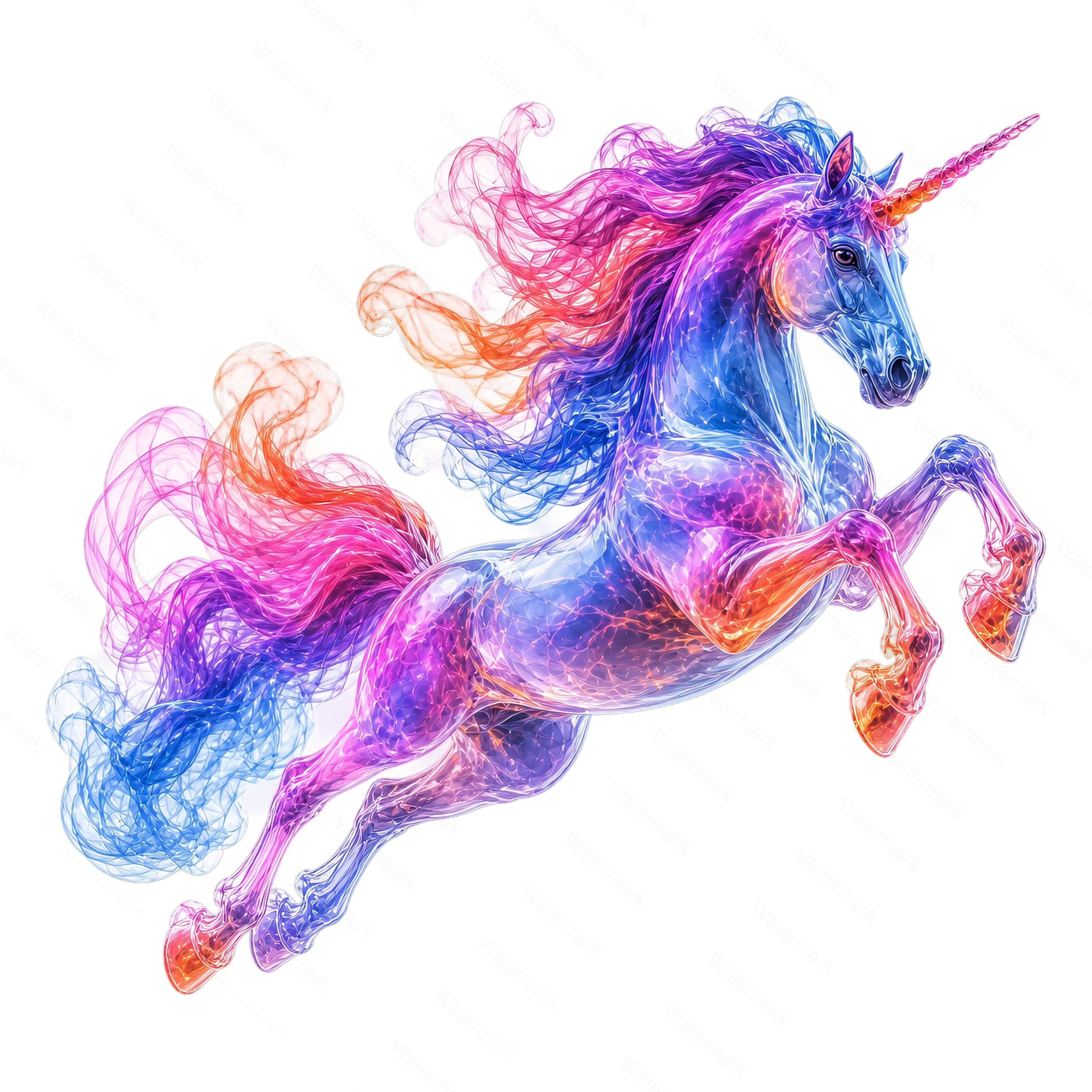 Rainbow Unicorn Clipart, Fantasy Horse PNG JPG, Magical Digital Art ...