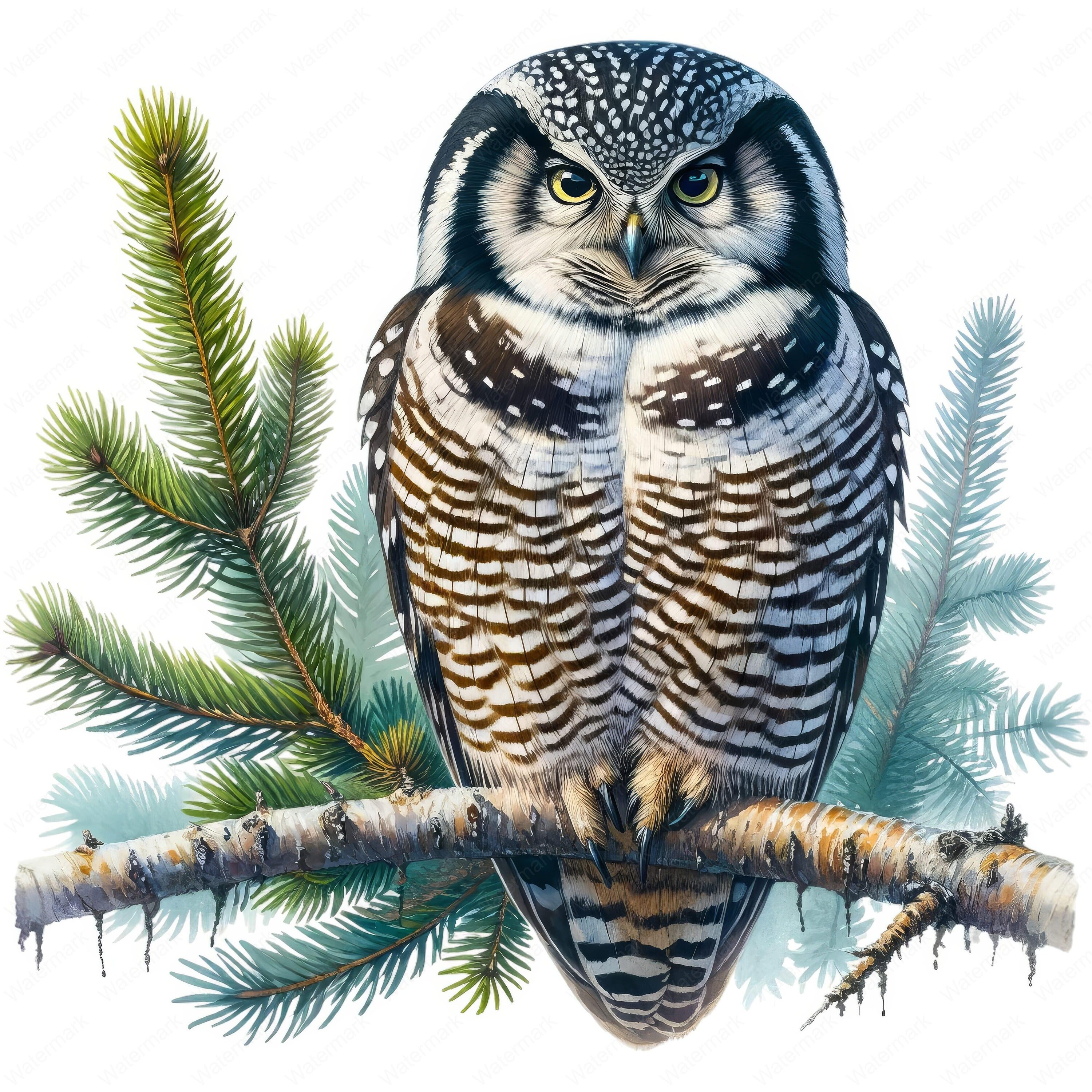 Northern Hawk Owl Clipart Bundle: Wildlife Art (Digital Download)