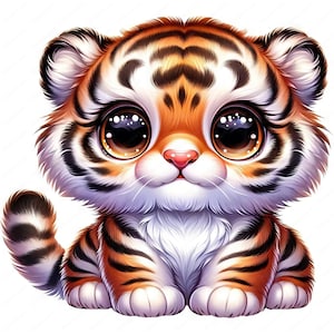 Charming Tiger Clipart | Adorable Charming Tiger Clipart Bundle | 10 High-Quality Designs | Cute Animal Art | Printables | Commercial Use