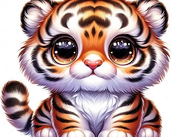 Cute Tiger Clipart Bundle | Adorable Animal Art (Commercial Use) (Digital Download)