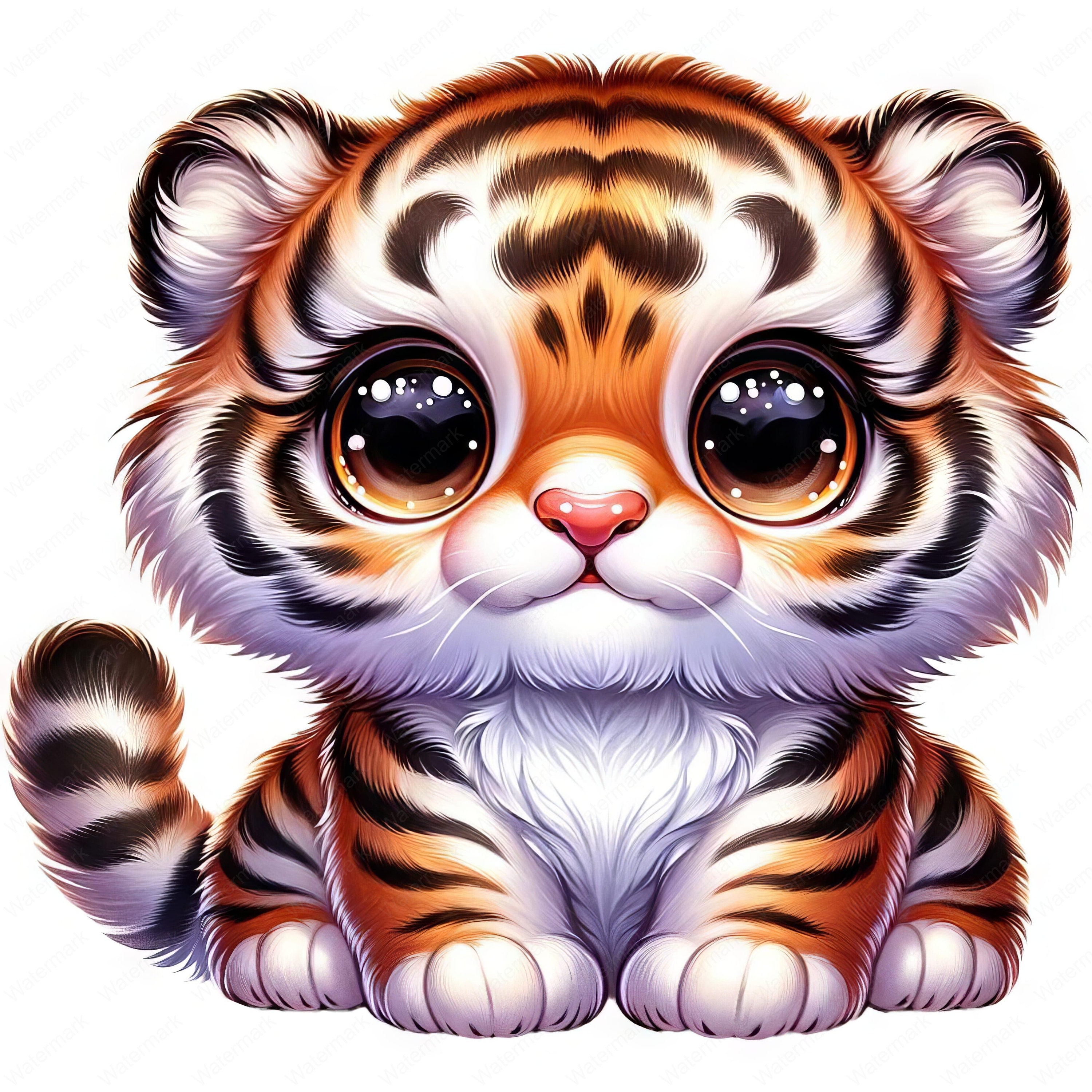 Charmante tijgerclipart | Schattige charmante tijger clipartbundel | 10  hoogwaardige ontwerpen | Schattige dierenkunst | Afdrukbare items |  Commercieel gebruik, image size:3000x3000
