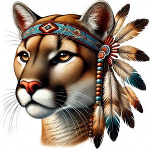 Clipart Cougar amérindien | Lot de cliparts tribal couguar | 10 modèles de haute qualité | Art autochtone | Imprimables | Utilisation commerciale