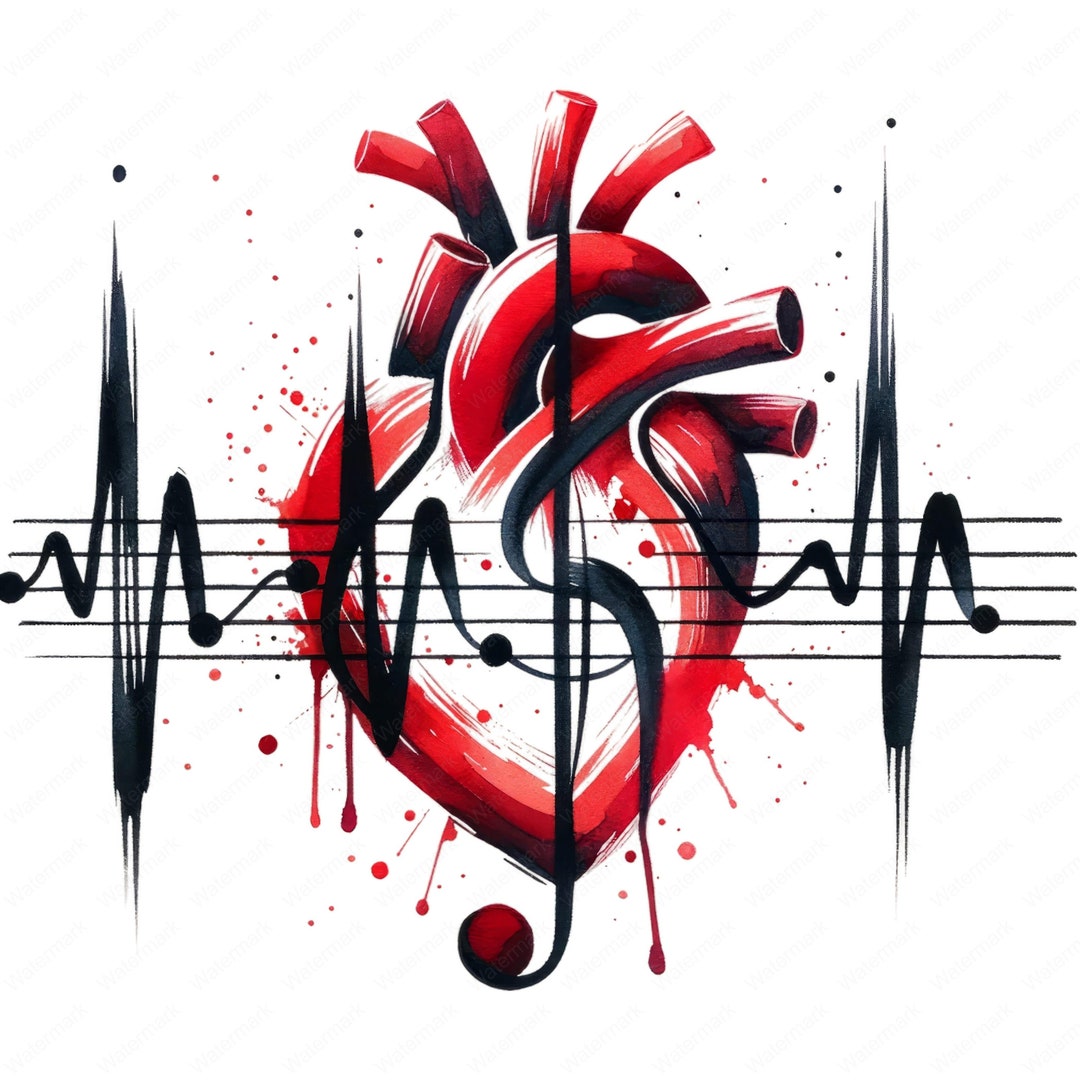 Musical Heartbeat Clipart | Rhythmic Heartbeat Clipart