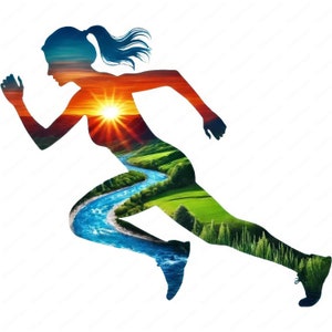 Running Woman Clipart / Pacchetto clipart Scenic Running Woman / 10 disegni di alta qualità / Arte paesaggistica / Stampabili / Uso commerciale