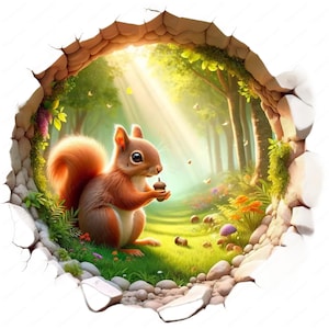Clipart écureuil mignon | Charmant lot de cliparts 3D écureuil mignon | 10 modèles de haute qualité | Art de la forêt | Imprimables | Utilisation commerciale