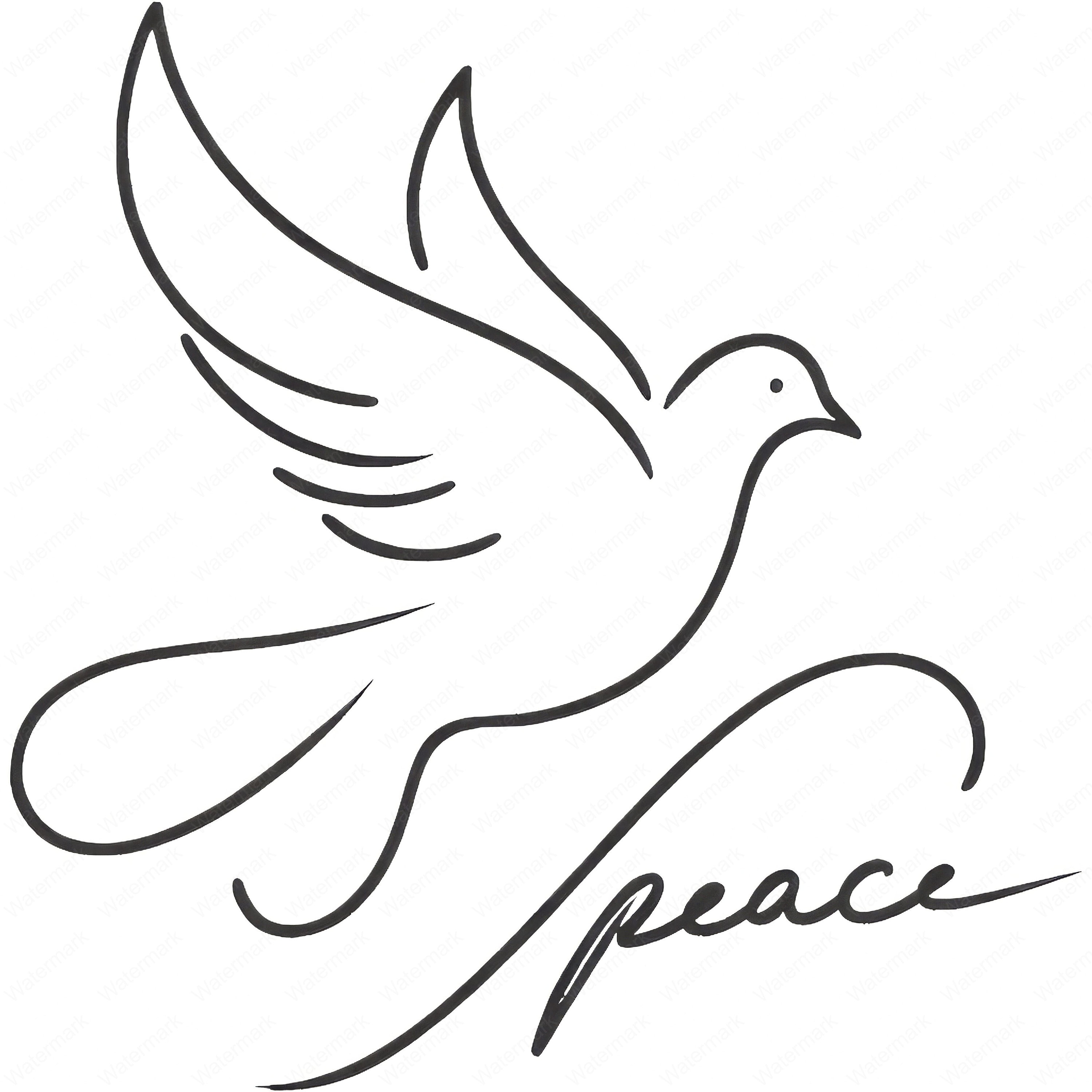 Peace Dove Clipart: Minimalist Line Art Designs (Digital Download)