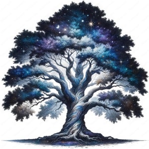 Celestial Tree Clipart Bundle: Mystical Cosmic Art (digital Download ...