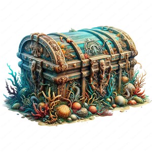 Sunken Treasure Crate Clipart | Pacote de clipart de caixa misteriosa | 10 designs de alta qualidade | Arte pirata | Imprimíveis | Uso comercial