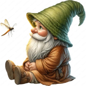 Whimsical Garden Gnome Clipart: Fantasy Art Printables (Digital Download)