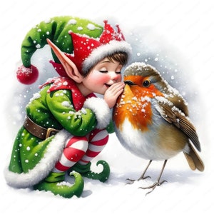 Clipart de elfo navideño / Paquete de imágenes prediseñadas de elfo navideño encantador 03 / 10 diseños de alta calidad / Arte de elfo navideño / Imprimibles / Uso comercial