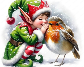 Clipart de duende navideño / Diseños festivos (Descarga digital)