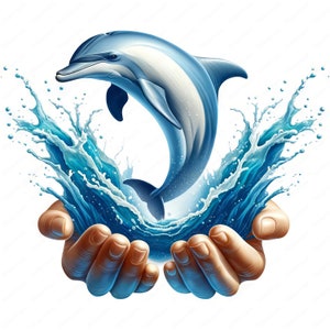Clipart dauphin | Lot de cliparts dauphins gracieux | 10 modèles de haute qualité | Art animalier marin | Imprimables | Utilisation commerciale