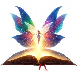 Magische open boek clipart | Bundel met realistische feeënclipart | 10 hoogwaardige ontwerpen | Fantasiekunst | Afdrukbare items | Commercieel gebruik
