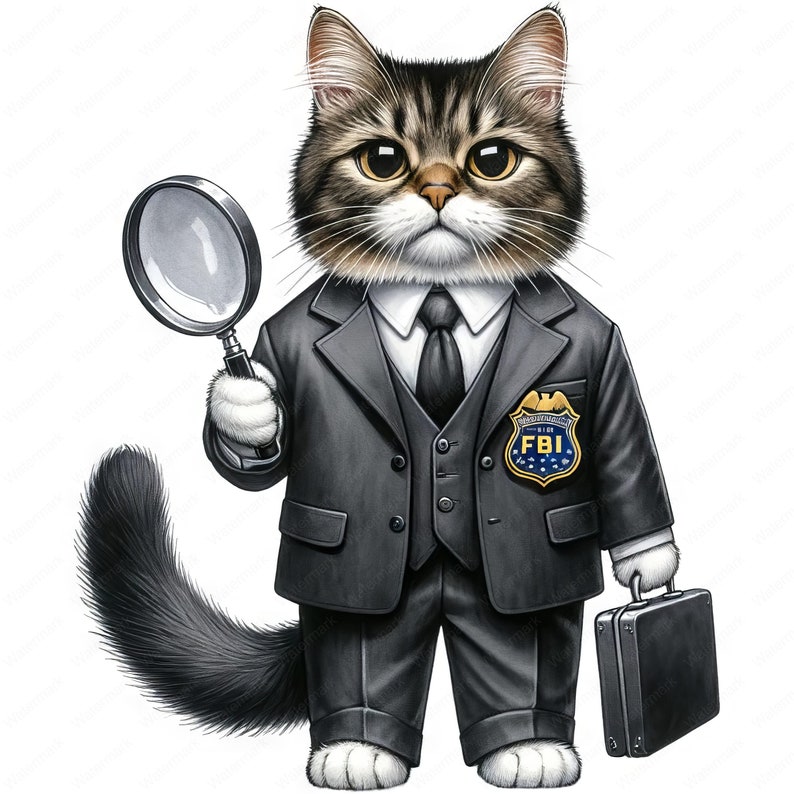 FBI Cat Clipart Bundle | Sleek Mystery Art (digital Download) - Etsy