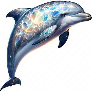 Mondstein Delfin Clipart | 10 hochwertige Designs | Wandkunst | Papiermodelle | Bekleidung | Junk Journals | Digitale Drucke | Kommerzielle Nutzung