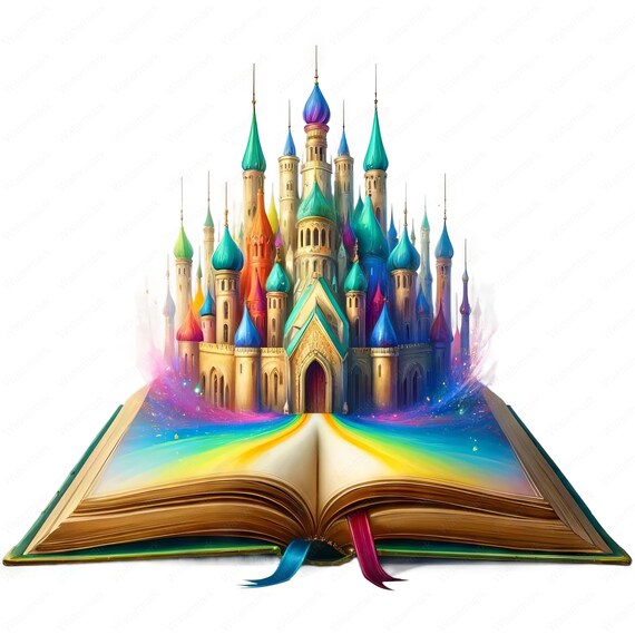 Magical Book Clipart: Fairytale Castle Art (Digital Download)