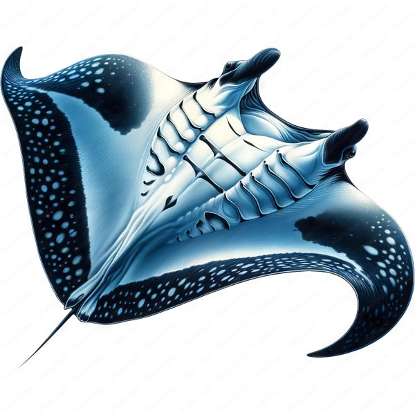 Manta Ray Clipart | 10 High-Quality Images | Ocean Art | Marine Illustrations | Digital Prints | Commercial Use