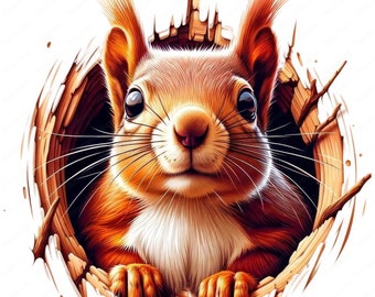 Realistisches Eichhörnchen Clipart Bundle: Waldtiere Art (Digitaler Download)