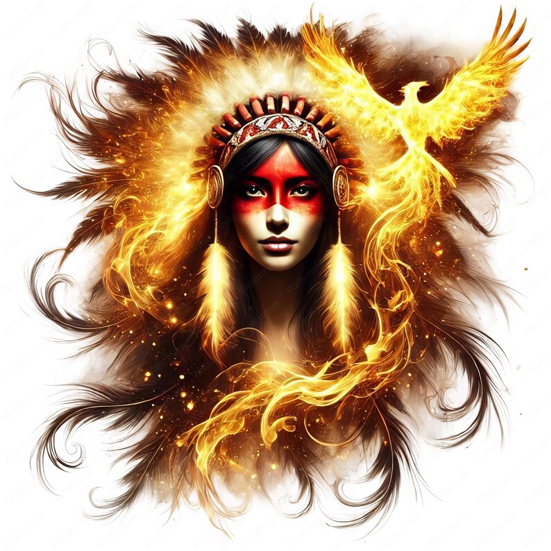 Native Spirit Clipart | Fantasy Dubbelexponering PNG-paket | Eterisk konst | Kommersiellt bruk bild 5