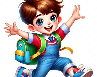 Clipart per ragazzi per il ritorno a scuola / Disegni artistici per bambini (download digitale)