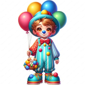 Lindo payaso clipart / Paquete de imágenes prediseñadas de payaso adorable / 10 diseños de alta calidad / Arte circense / Imprimibles / Uso comercial