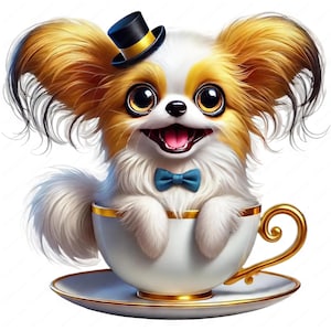 Cute Papillon Clipart | Adorable Dog Clipart Bundle | 10 High-Quality Designs | Animal Art | Printables | Commercial Use