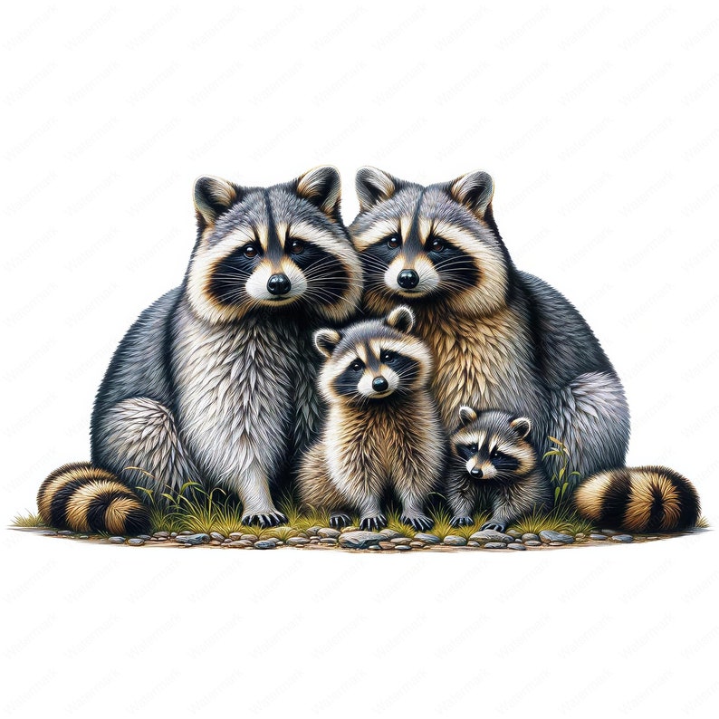 Raccoon Family Clipart: Wildlife Art Prints (digital Download) - Etsy