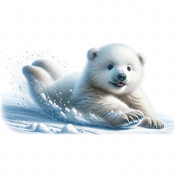 Polar Bear Cub Clipart | Cute Polar Bear Cub Clipart Bundle | 10 High-Quality Designs | Arctic Art | Printables | Commercial Use