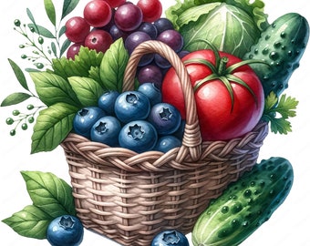 Fresh Produce Clipart Bundle: Farm Fruits & Vegetables (Digital Download)
