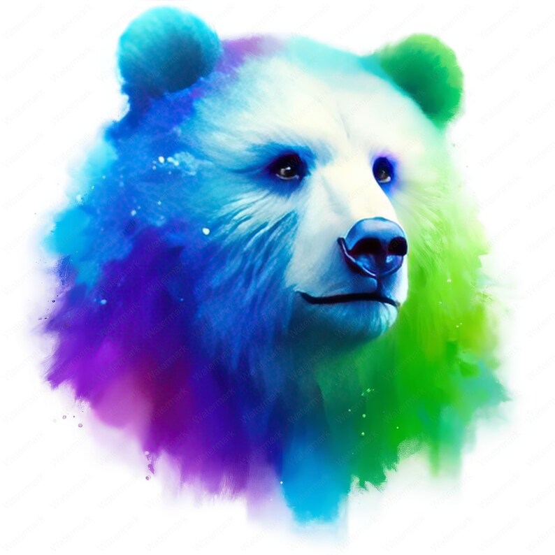 Color Bear Effects Colorful Bear Clipart | Vibrant Bear Clipart Bundle | 10 High-quality ...