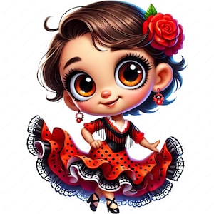Danseuse de flamenco des cliparts | Adorable lot de danseuses de flamenco | 10 modèles de haute qualité | Art de la danse espagnole | Imprimables | Utilisation commerciale
