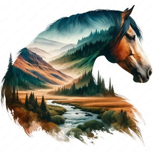 Clipart di cavalli maestosi / Pacchetto di clipart equini eterei / 10 design di alta qualità / Arte equina / Materiali stampabili / Uso commerciale