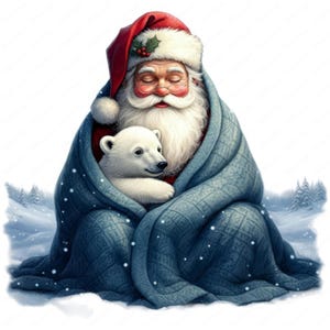 サンタと動物のクリップアート | 心温まるクリスマス クリップアート バンドル | 10 種類の高品質デザイン | ホリデー アート | 印刷可能 | 商用利用