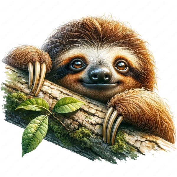 Baby Sloth Clipart | Clipart Bundle | 10 High-Quality Images | Wall Art | Paper Craft | Apparel | Digital Prints | Commercial Use