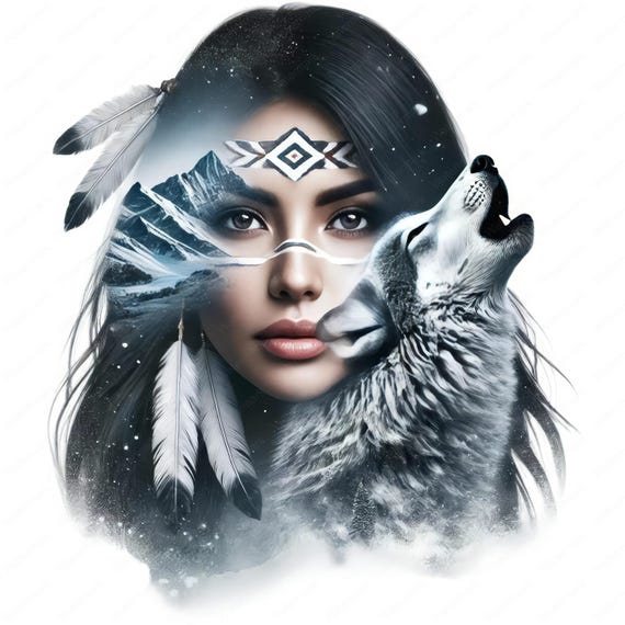 Native Spirit Clipart | Fantasy Double Exposure PNG Bundle | Ethereal Art | Commercial Use