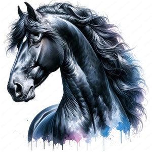 Fries paard clipart | Elegante Friese paarden clipartbundel | 10 hoogwaardige ontwerpen | Paardensportkunst | Afdrukbare items | Commercieel gebruik