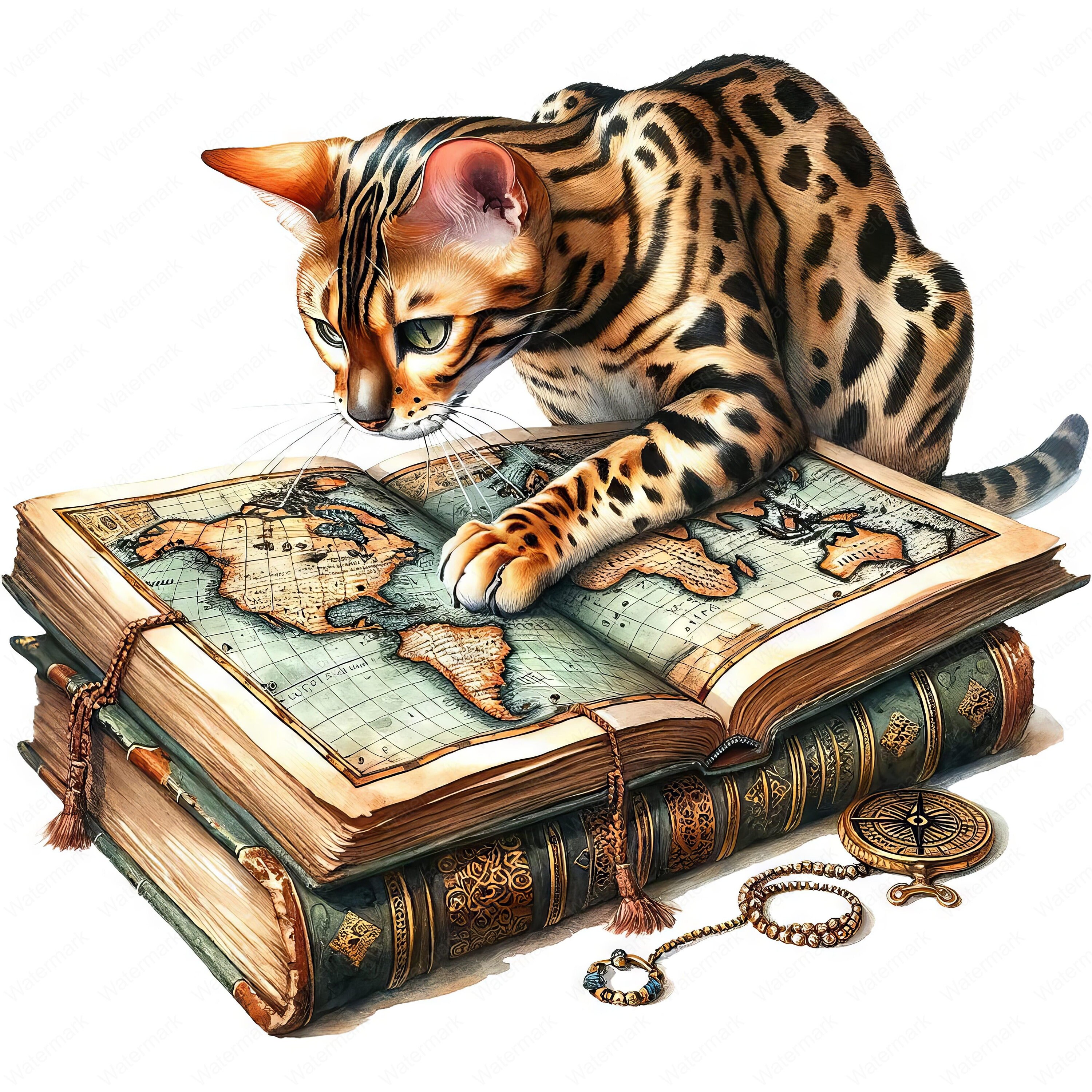 Library Cat Simple Library Cat Clipart | 10 High-quality Designs | Bookworm Cat ...