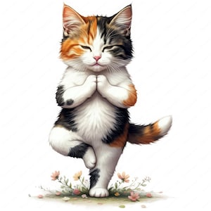 Clipart yoga | Lot de cliparts drôles de chat | 10 modèles de haute qualité | Art animaux de yoga | Imprimables | Utilisation commerciale