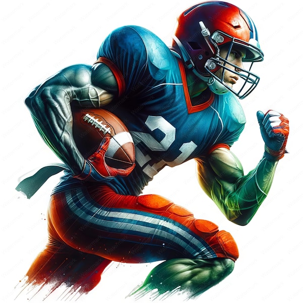 Football Player Clipart | Dynamic Football Player Clipart Bundle | 10 High-Quality Images | Sports Art | Printables | Commercial Use