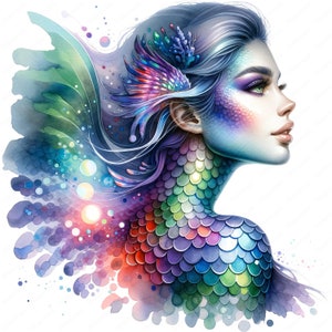 Clipart sirène | Lot de cliparts sirène magique | 10 modèles de haute qualité | Art de l'océan | Imprimables | Utilisation commerciale
