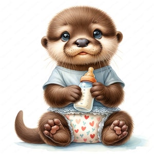 Baby Otter Clipart Clipart Bundle 10 Adorable Images Animal Art Crafts ...